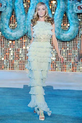 Spectacular Cruise 2009 Christian Dior by John Galliano Soft Pastel Blue-Green Ruffle Dress w Beading