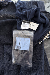 Phenomenal Fall 2010 Chanel by Karl Lagerfeld Deep Blue & Silver Metallic Knit Dress w Glass Pearl Detailing