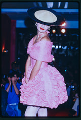 Exceptional Spring 1988 Christian Lacroix Demi-Couture Luxe Label Black Pouf Dress w Attached Shoulder Piece