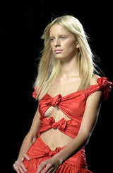 Iconic Spring 2002 Valentino Closing Look 94 Runway Red Silk Bow Dress