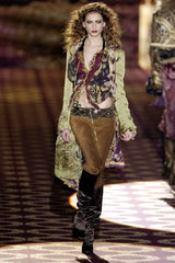 Fall 2004 Roberto Cavalli Runway Look 31 Multiple Prints & Layered Silk Chiffon Great Coat Jacket