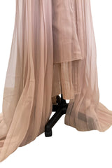 Fall 2020 Gucci by Alessandro Michele Runway Look 29 Dusty Pink Silk Dress & Skirt Overlay Set