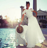 Spring 2012 Ralph Lauren Purple Label Runway Look 53 Backless Ivory Jersey Dress w Pearl Belt