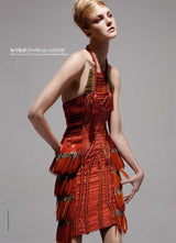 Iconic Spring 2011 Gucci by Frida Giannini Runway Look 41 Burnt Orange Silk Cord, Brass & Feather Dress