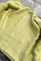 Fall 1966 Chanel Haute Couture by Coco Chanel Pale Green Metallic Lame Dress & Jacket Set
