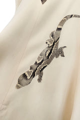 Important 1972 Bill Gibb Couture Debut Collection Lizard Detailed Cream Jacket & Scalloped Edged Skirt