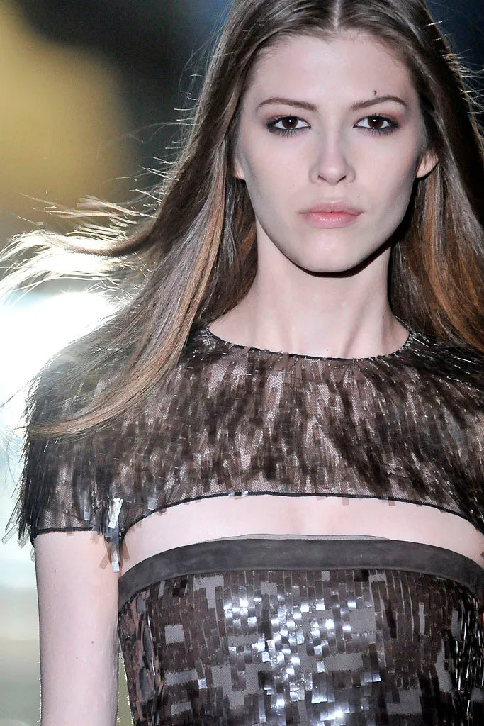 Incredible Fall 2010 Gucci by Frida Giannini Runway Look 45 Strapless Dress Covered w Pailettes & Matching Capelet