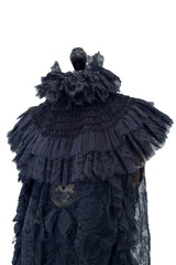 Extraordinary Fall 2008 Chanel by Karl Lagerfeld Blue Lace & Chiffon Dress & Cape Set