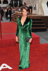 Beautiful Fall 2012 Gucci by Frida Giannini Runway Look 35 Deep Green Velvet Dress w Leopard Pattern