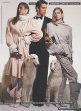 Ultra Rare Fall 1986 Thierry Mugler Ad / Runway Pale Ice Blue Suit w Faux Fur Cuffs & Collar