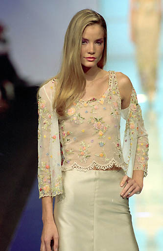 Prettiest Spring 2000 Original Valentino Runway Look 84 Embroidered Camisole, Jacket & Silk Skirt Set