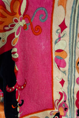 Documented Spring 1968 Emilio Pucci Pink Floral Screened Hooded Terrycloth Beach Cover Up or Dress