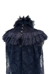 Extraordinary Fall 2008 Chanel by Karl Lagerfeld Blue Lace & Chiffon Dress & Cape Set