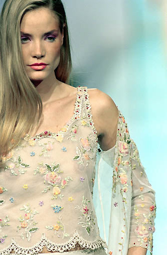 Prettiest Spring 2000 Original Valentino Runway Look 84 Embroidered Camisole, Jacket & Silk Skirt Set