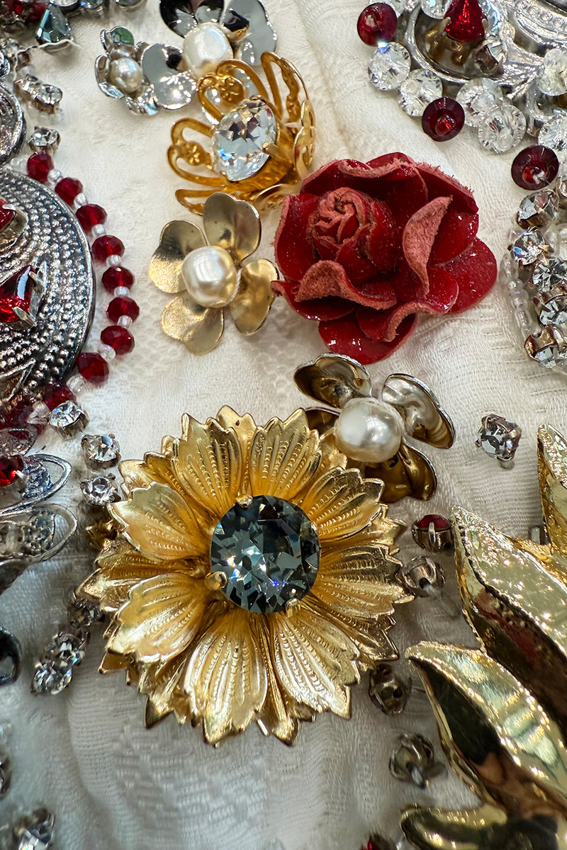 Spring 2015 Dolce & Gabbana Runway Look 48 Silk Brocade Mini Dress w Elaborate Front Embellishments