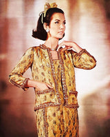 Fall 1966 Chanel Haute Couture by Coco Chanel Pale Green Metallic Lame Dress & Jacket Set