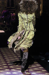Fall 2004 Roberto Cavalli Runway Look 31 Multiple Prints & Layered Silk Chiffon Great Coat Jacket