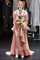 Fall 2020 Gucci by Alessandro Michele Runway Look 29 Dusty Pink Silk Dress & Skirt Overlay Set