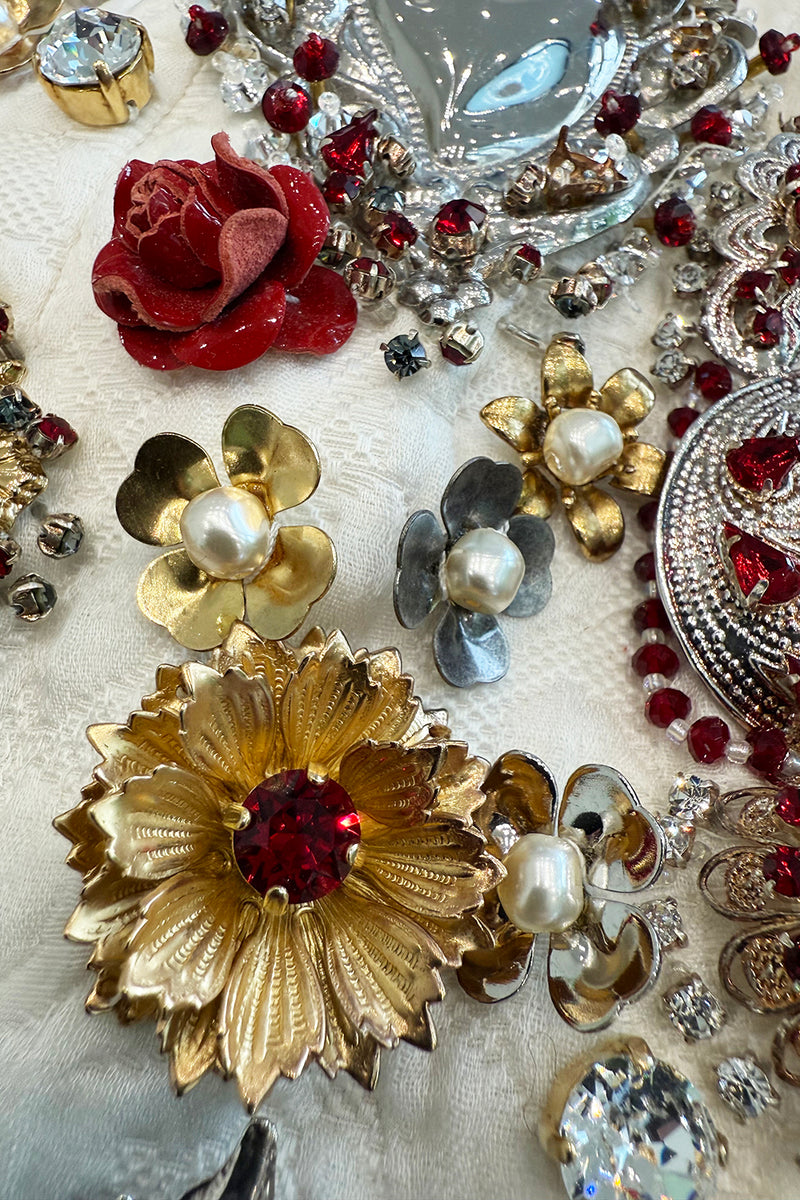 Spring 2015 Dolce & Gabbana Runway Look 48 Silk Brocade Mini Dress w Elaborate Front Embellishments