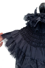 Extraordinary Fall 2008 Chanel by Karl Lagerfeld Blue Lace & Chiffon Dress & Cape Set