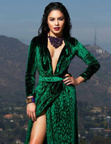 Beautiful Fall 2012 Gucci by Frida Giannini Runway Look 35 Deep Green Velvet Dress w Leopard Pattern