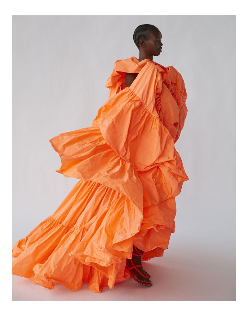 Spectacular Spring 2020 Valentino by Pierpaolo Piccioli Neon Orange Tent Dress w Outstanding Capped Sleeves