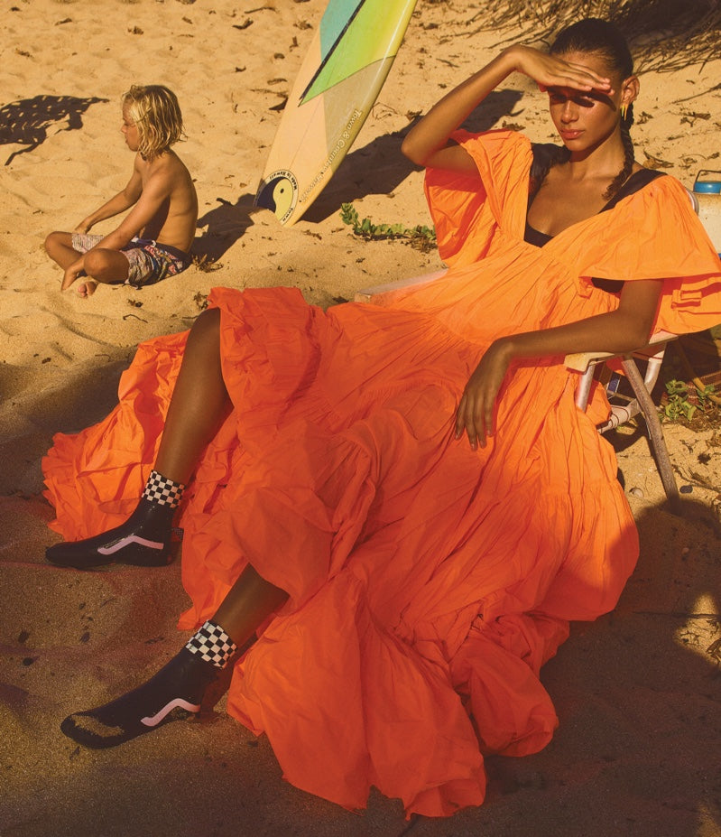 Spectacular Spring 2020 Valentino by Pierpaolo Piccioli Neon Orange Tent Dress w Outstanding Capped Sleeves