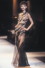 Spring 2001 Jean Louis Scherrer Haute Couture Look 22 Runway Sample Beaded Silk Chiffon & Net Dress