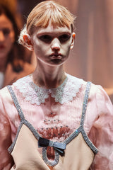 Fall 2020 Gucci by Alessandro Michele Runway Look 29 Dusty Pink Silk Dress & Skirt Overlay Set