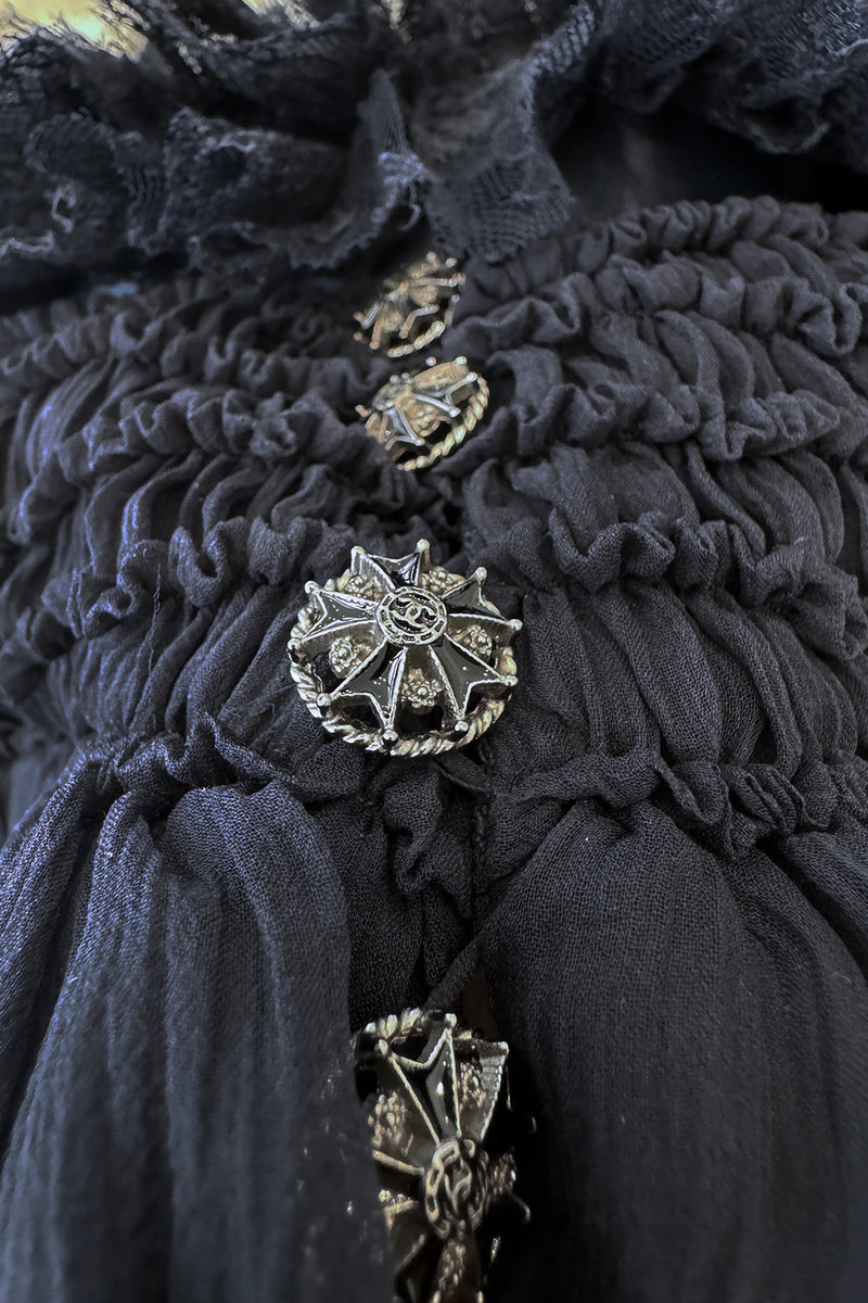 Extraordinary Fall 2008 Chanel by Karl Lagerfeld Blue Lace & Chiffon Dress & Cape Set