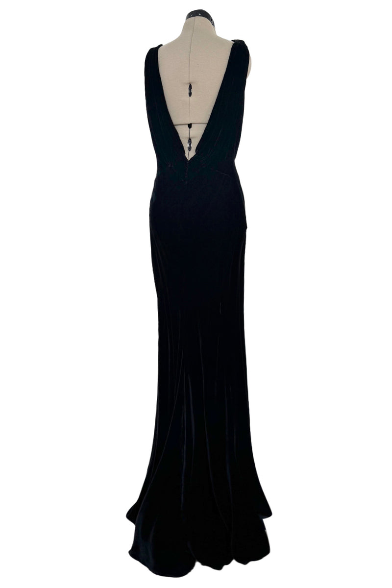Unlabeled 1940s Black Bias Cut Silk Velvet Dress w Low Plunging Back – Shrimpton Couture