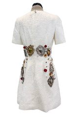 Spring 2015 Dolce & Gabbana Runway Look 48 Silk Brocade Mini Dress w Elaborate Front Embellishments