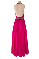 Gorgeous Pre-Fall 2011 Alexander McQueen by Sarah Burton Pink Silk Chiffon Dress w Jeweled Belt