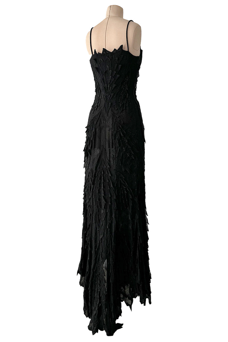 c 1995 Gianni Versace Atelier Haute Couture Black Hand-Beaded Dress w Top  Stitched Bust