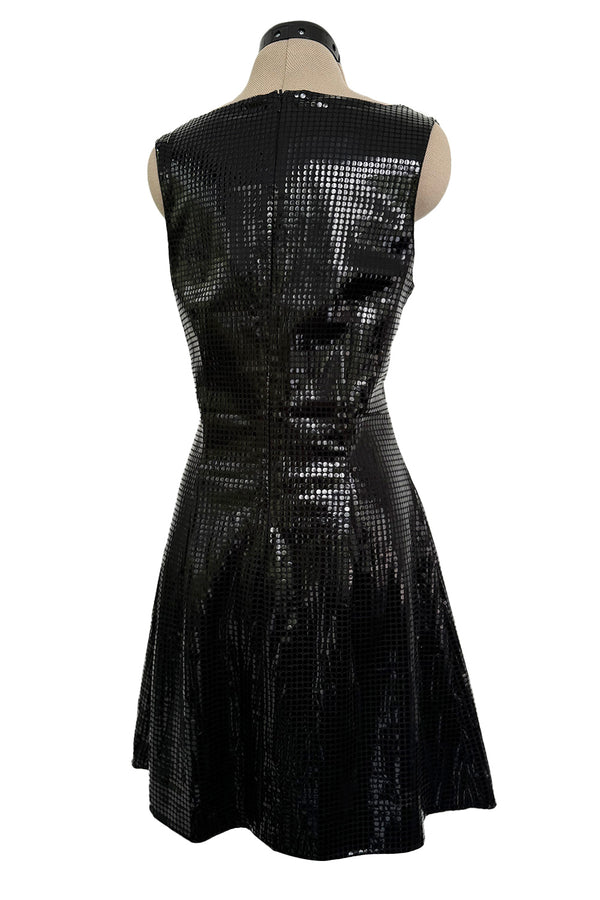 Fantastic Spring 1997 Versace Versus Black Iridescent 'Holographic' Dress as Seen on Fran Drescher