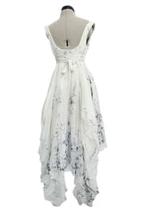 Fall 2003 Alexander McQueen 'Scanners" Runway Look 55 Silk Dress w Silver Sequins & Hand Embroidery