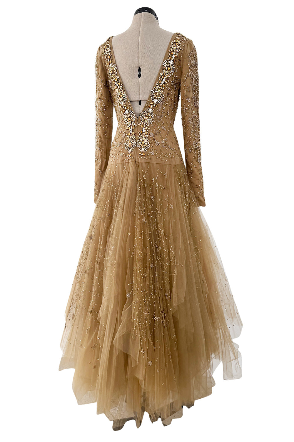 Spring 2015 Ralph Lauren Purple Label Beaded Silk Net Dress w Low Open – Shrimpton Couture