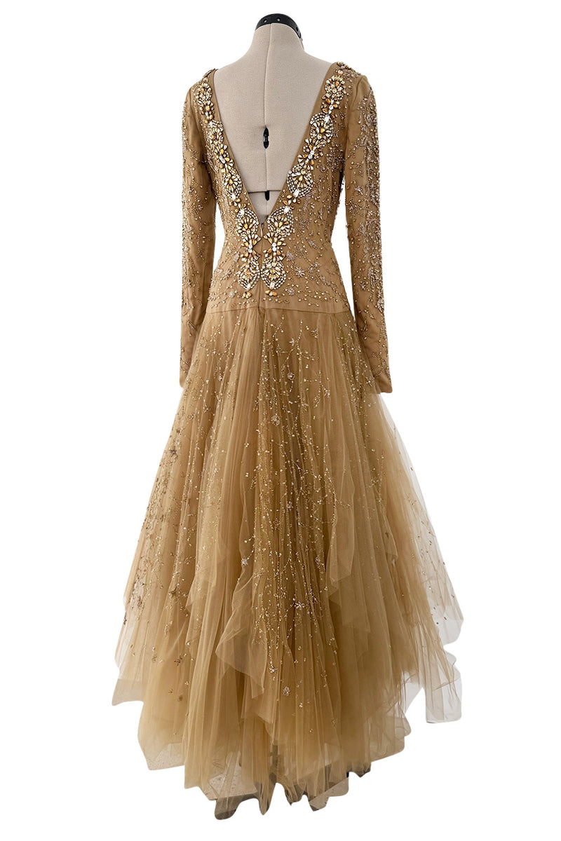 Spring 2015 Ralph Lauren Purple Label Beaded Silk Net Dress w Low Open Back Spring 2015 Ralph Lauren Purple Label Beaded Silk Net Dress w Low Open Back