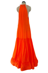 Resort 2016 Stella McCartney Runway Finale Look 34 Silk Dress w Gold Metal Collar & Ruffled Hem