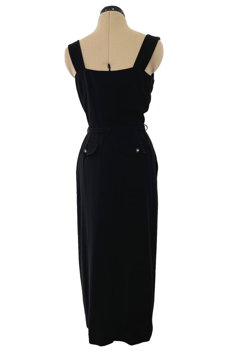 Striking Spring 1996 Chanel by Karl Lagerfeld Black Fitted Dress w