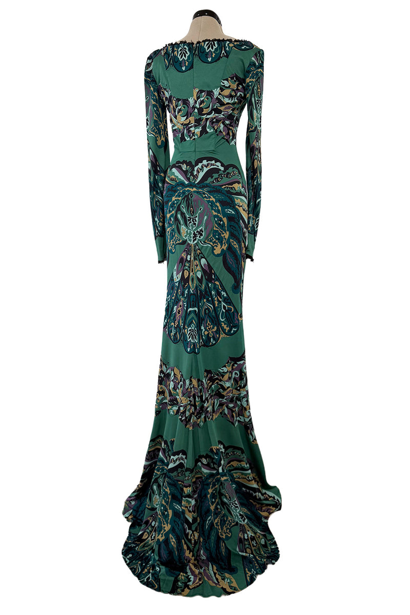 Fabulous Fall 2011 Emilio Pucci by Peter Dundas Runway Look 3 Green Print Corset Front Dress