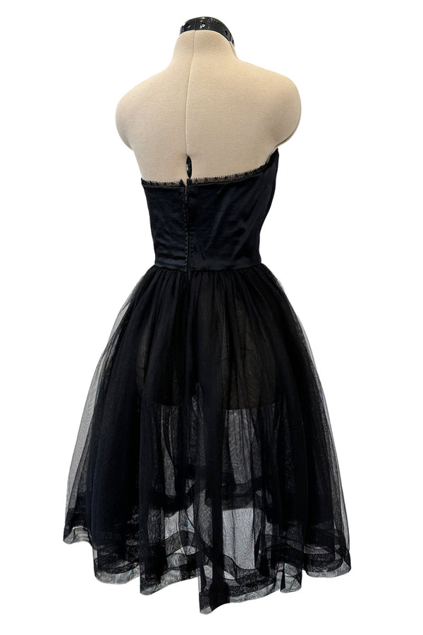 c.Fall 1991 Chanel by Karl Lagerfeld Strapless Mini Dress w Full Net Skirt