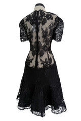 Fall 2017 Alexander McQueen by Sarah Burton Black Lace Dress w See Through Lace Back
