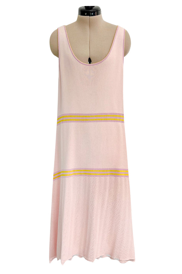 Dreamy Cruise 2004 Chanel by Karl Lagerfeld Pale Pink Knit Dress & Pastel Cardigan Set