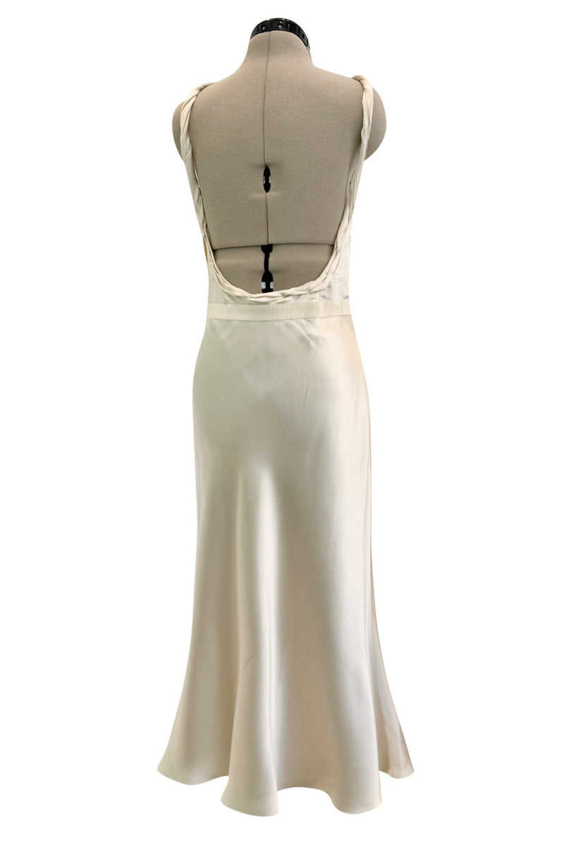 Gorgeous Fall 2000 Prada Backless Ivory Bias Cut Silk Dress w Front Ga Shrimpton Couture Gorgeous Fall 2000 Prada Backless Ivory Bias Cut Silk Dress w Front Ga Shrimpton Couture