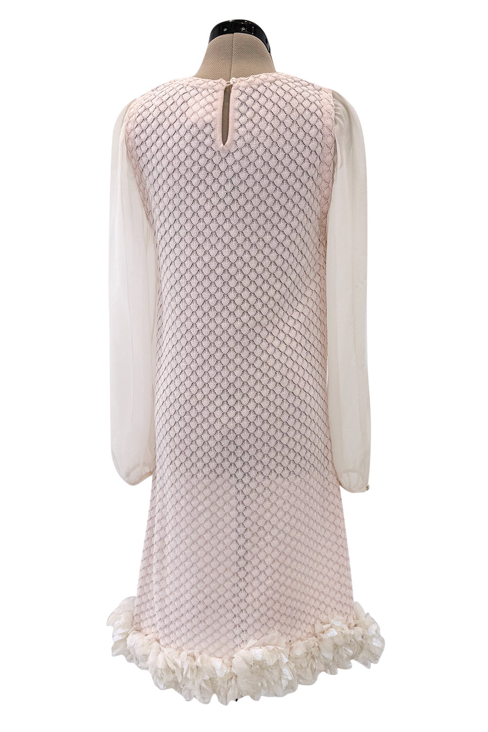 Spring 2012 Chanel by Karl Lagerfeld Pale Pink Knit Dress w Front Flow Shrimpton Couture Spring 2012 Chanel by Karl Lagerfeld Pale Pink Knit Dress w Front Flow Shrimpton Couture