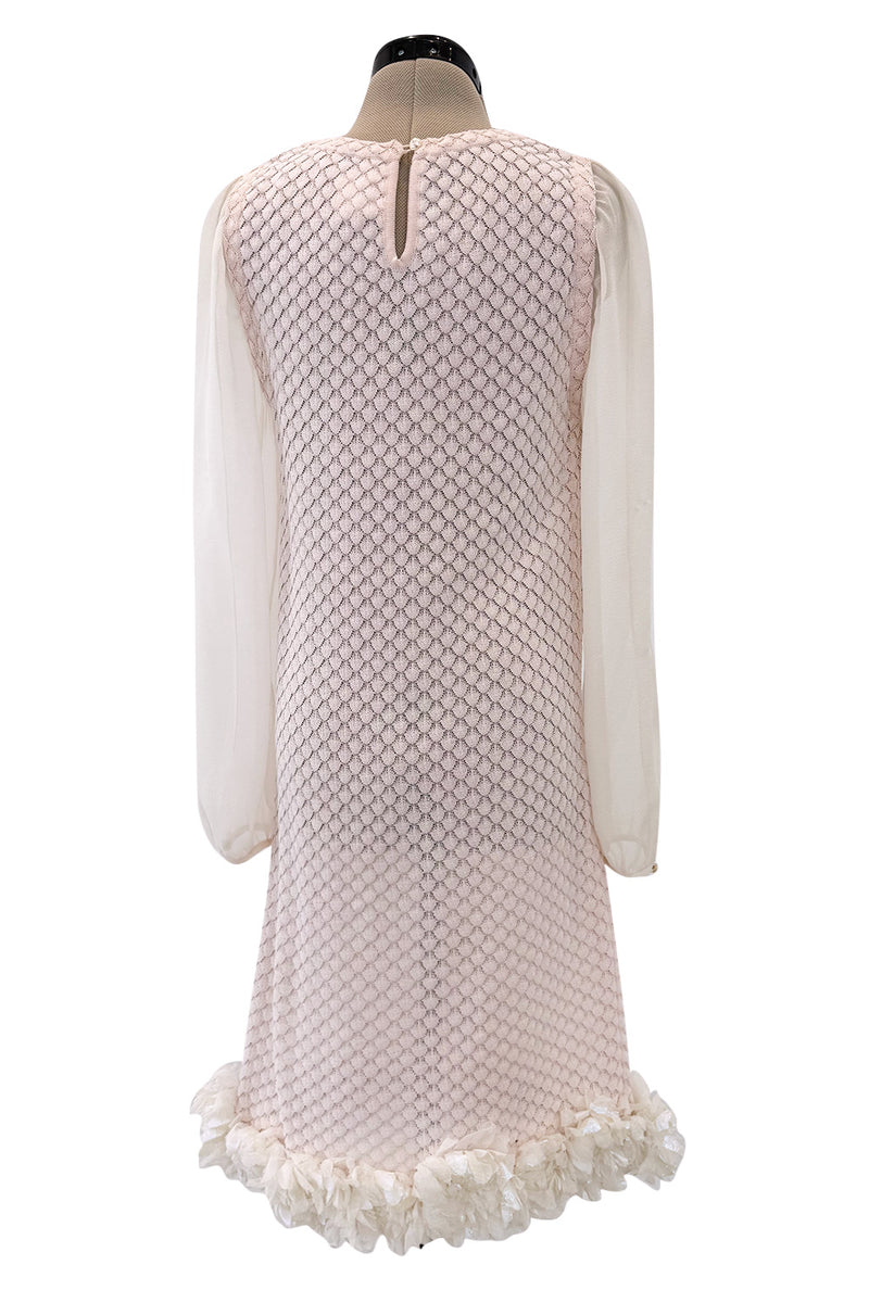 Spring 2012 Chanel by Karl Lagerfeld Pale Pink Knit Dress w Front Flow Shrimpton Couture Spring 2012 Chanel by Karl Lagerfeld Pale Pink Knit Dress w Front Flow Shrimpton Couture