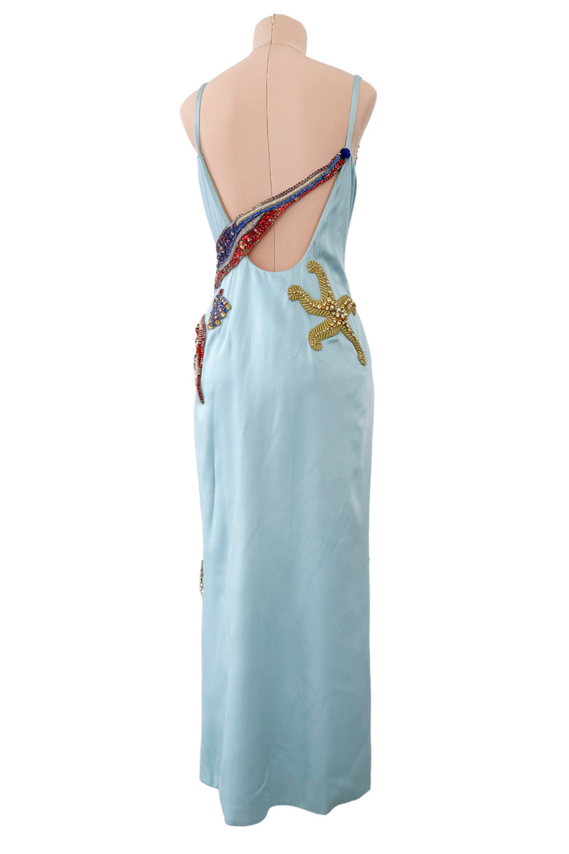 versace blue dress Phenomenal Spring 2021 Versace by Donatella Versace Runway Look 77 Emb – Shrimpton Couture