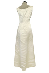 Incredible 1960s Philippe Venet Hand Made Haute Couture Ivory Silk Wrape Over Inner Structural Dress