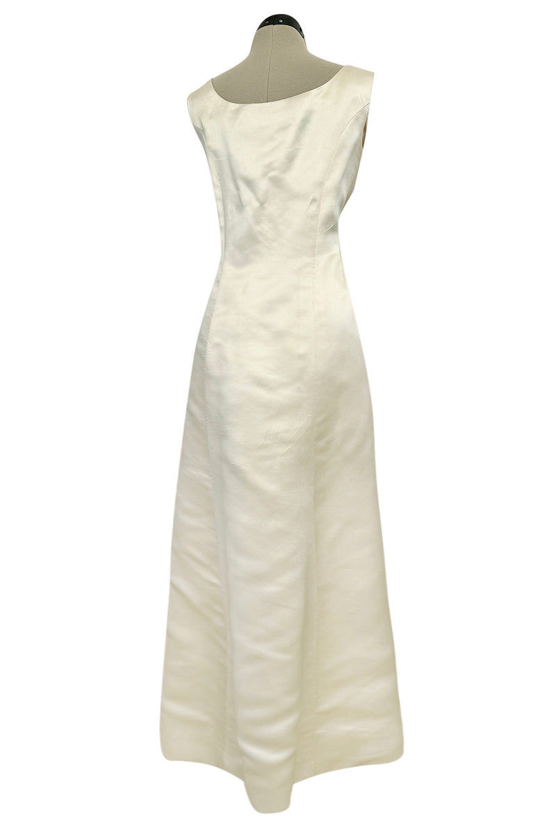 Incredible 1960s Philippe Venet Hand Made Haute Couture Ivory Silk Wrape Over Inner Structural Dress
